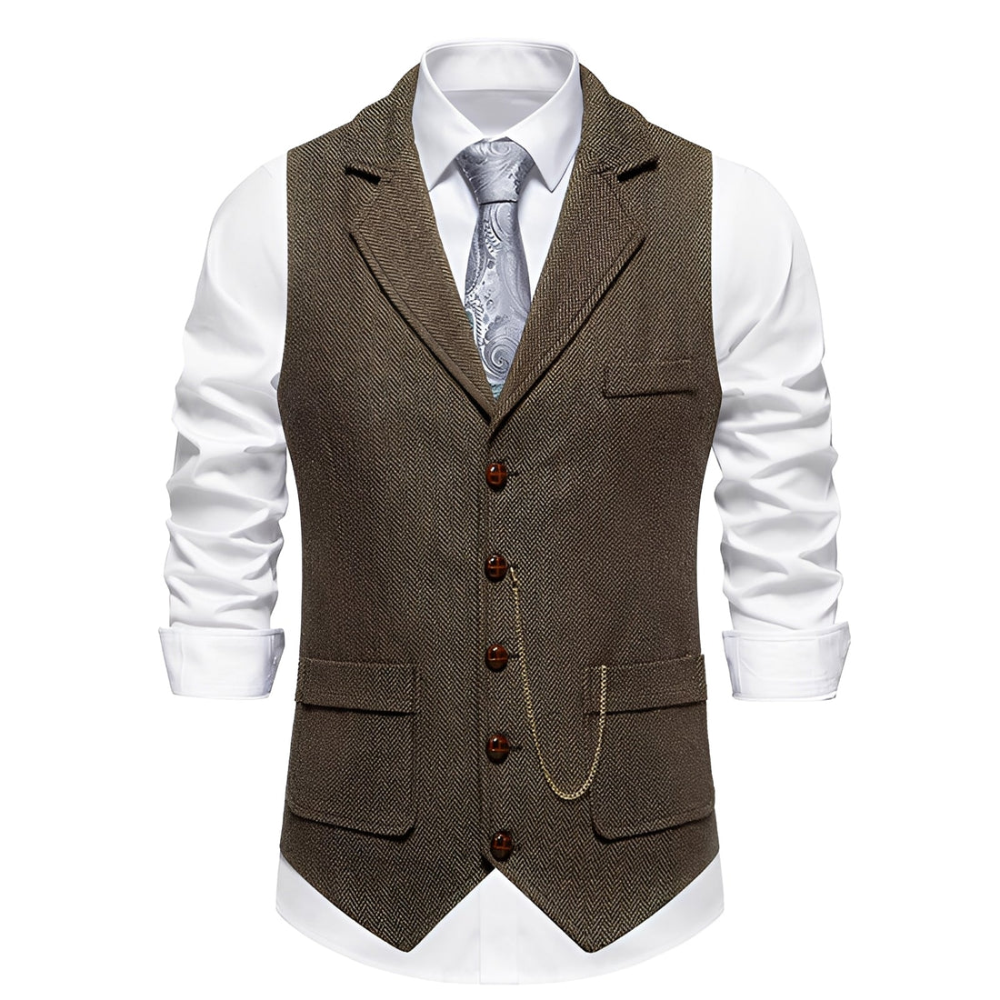 Luther - Classic Vest with Herringbone Pattern for Men