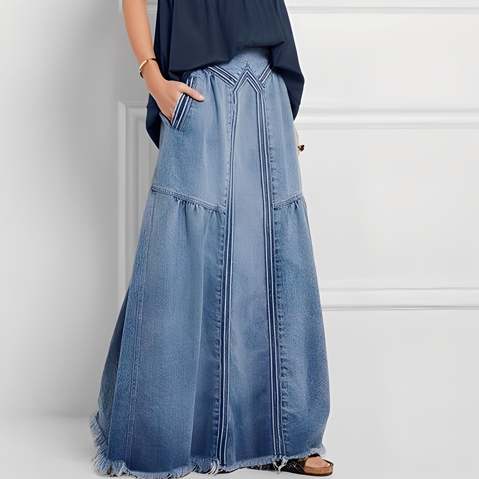 Jordyn - Casual elastic jeans skirt with pockets for women