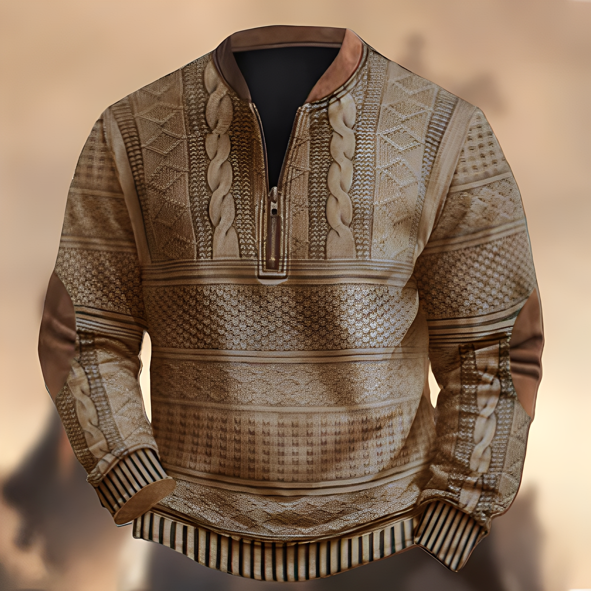 Edmund - Casual Printed Sweater with Zipper for Men