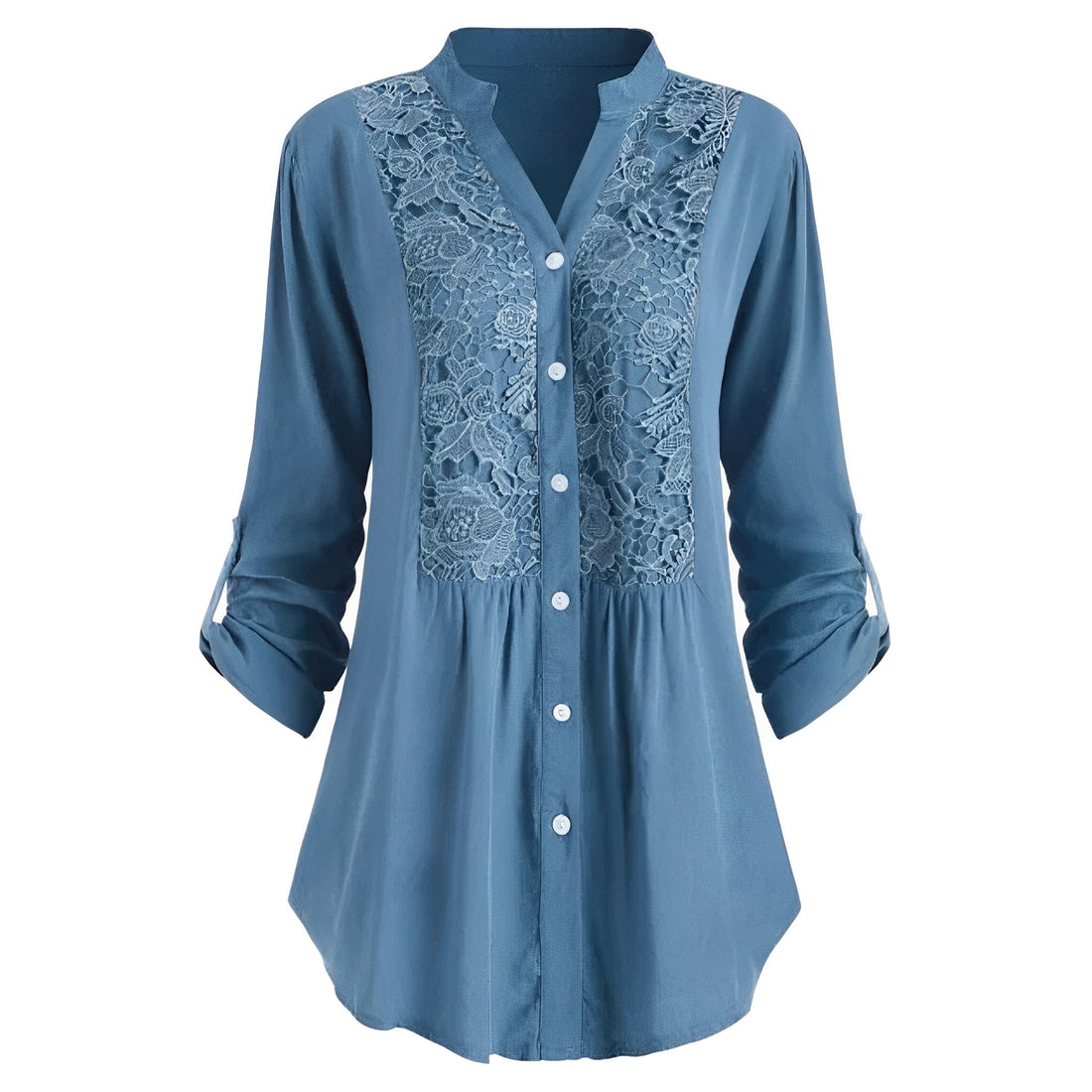 Delaney - Comfortable Long Blouse with Lace Trim for Women