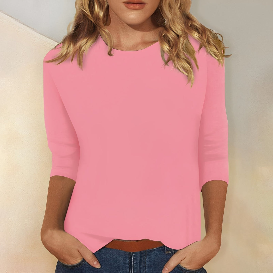 Katherina - Casual Long Sleeve Shirt with Crew Neck for Women