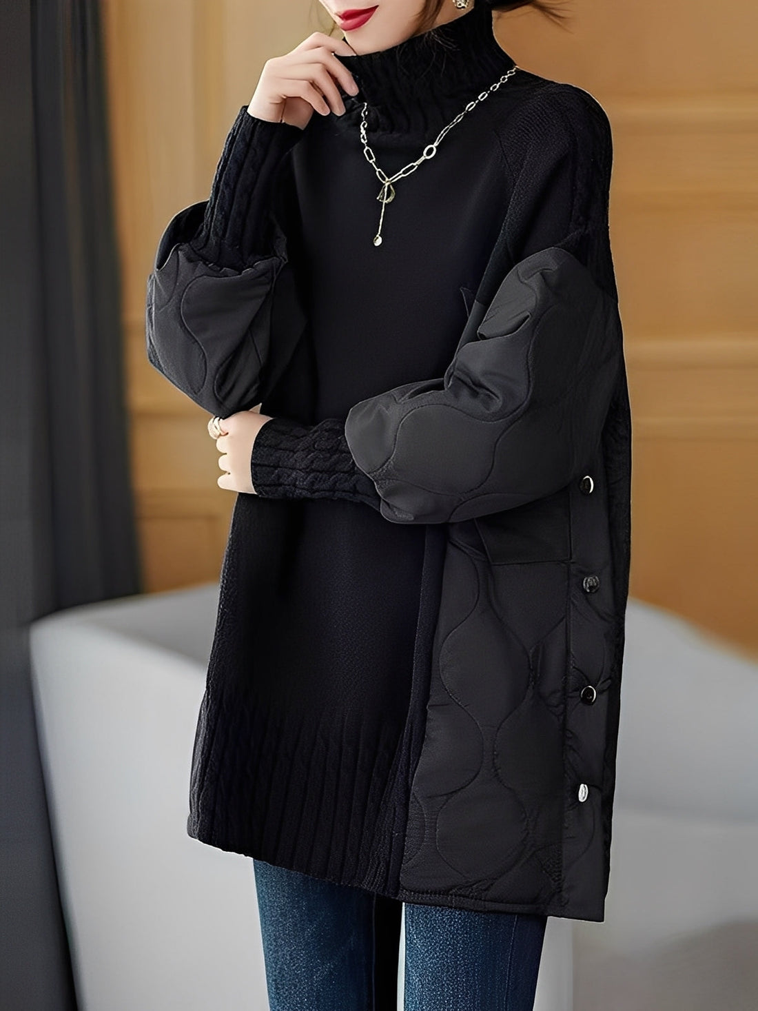 Vonda - Casual Turtleneck Sweater with High Collar for Women