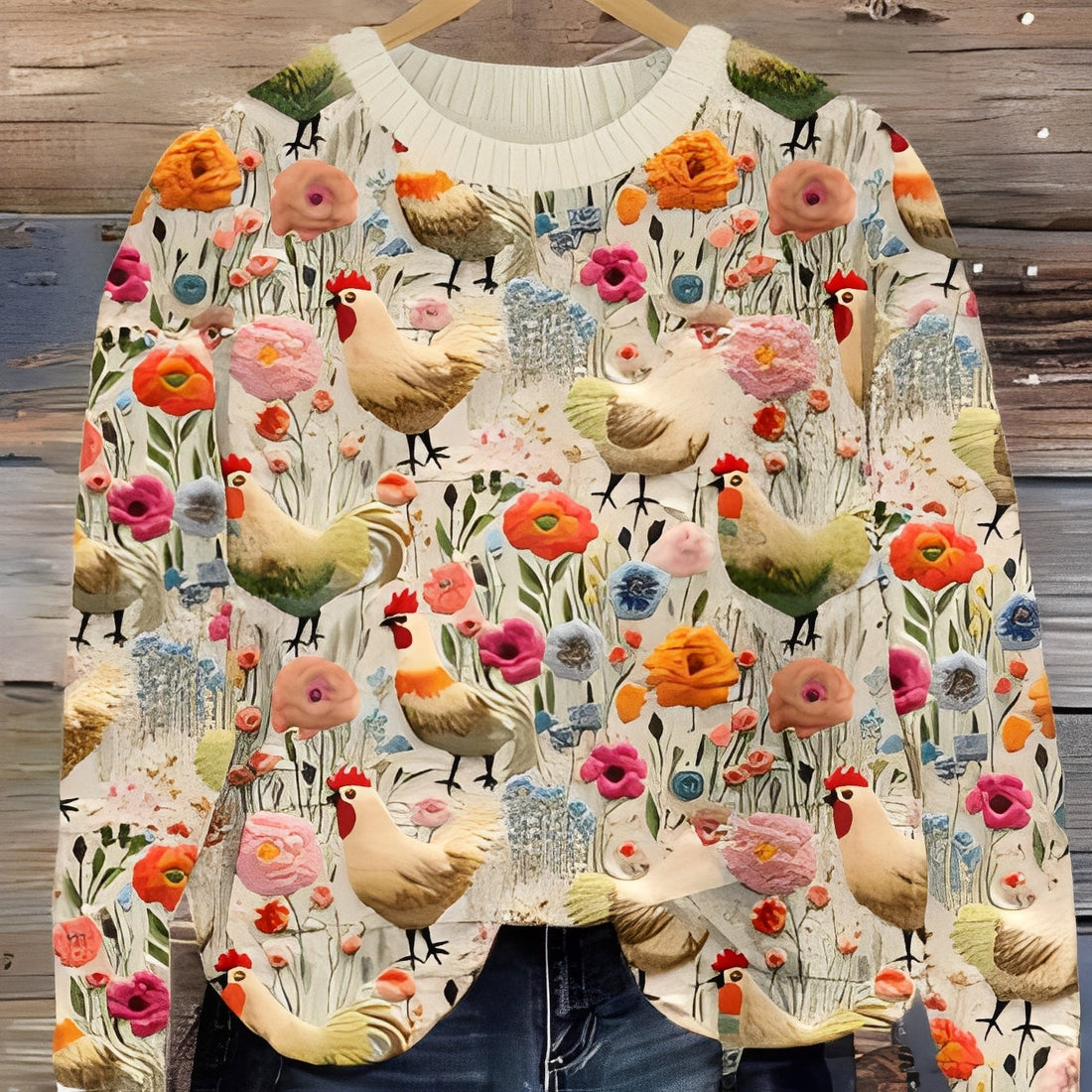 Eunice - Classic Wool Sweater with Print for Women