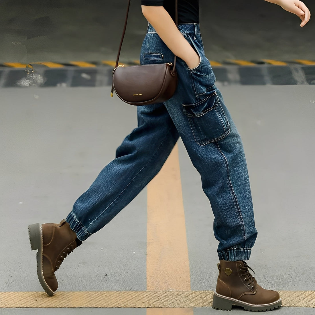 Kristal - Cotton Jeans with Multiple Pockets for Women