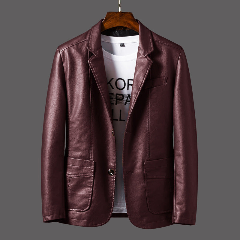 Jayceon - Modern Leather Jacket with Notch Collar for Men