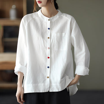 Helen - Loose-fitting long-sleeve blouse with pockets for women