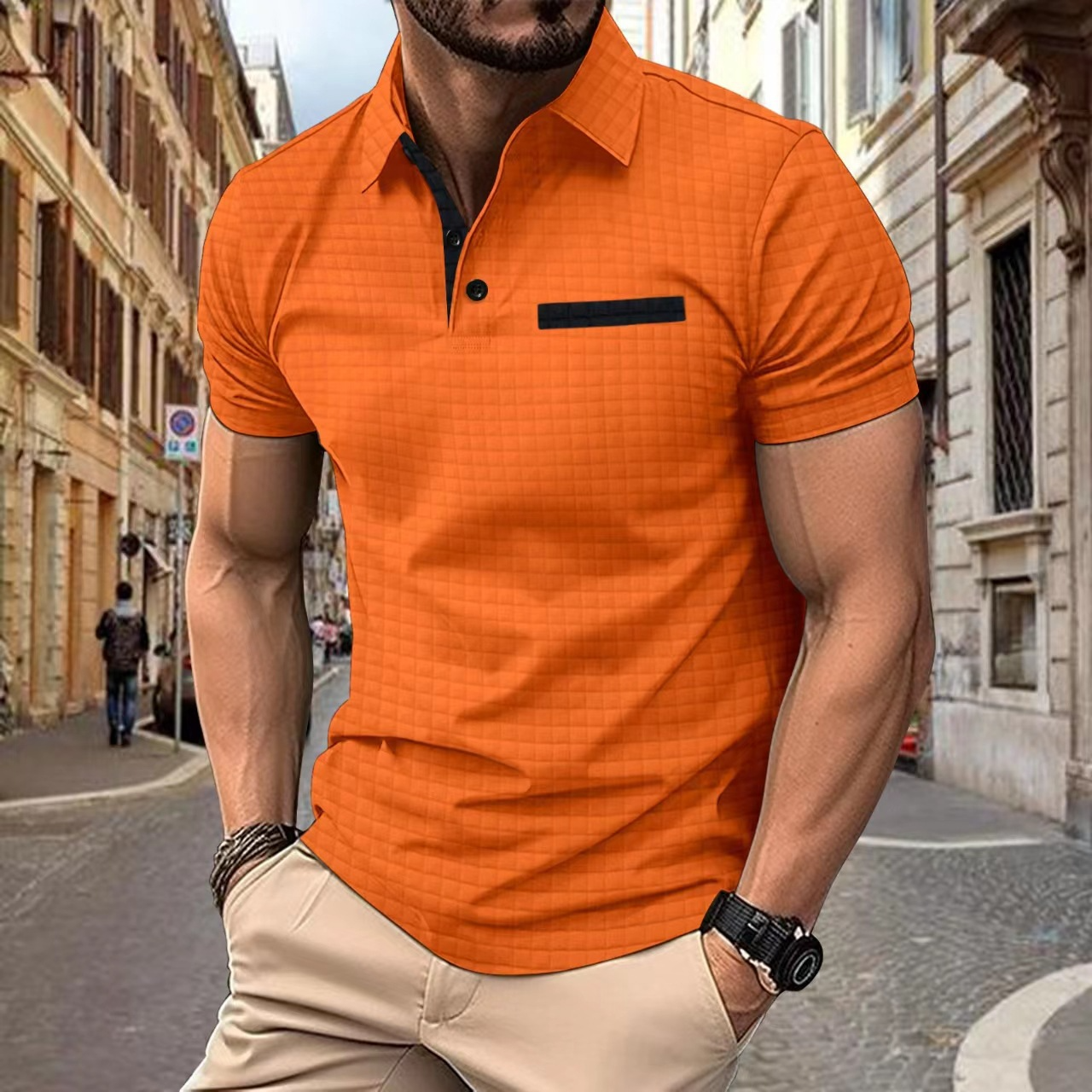 Jamison - Slim-Fit Polo Shirt with Check Pattern for Men
