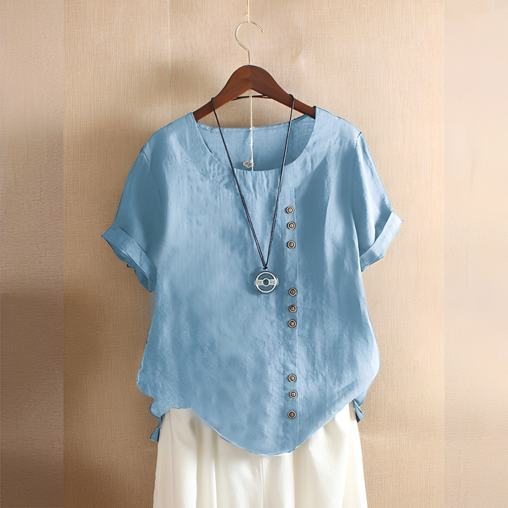 Corrine - Classic, loose-fitting linen blouse for women