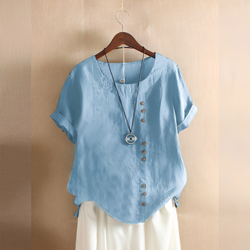 Corrine - Classic, loose-fitting linen blouse for women