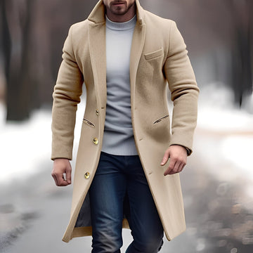 Zackary - Casual, Mid-Length Wool Coat for Men
