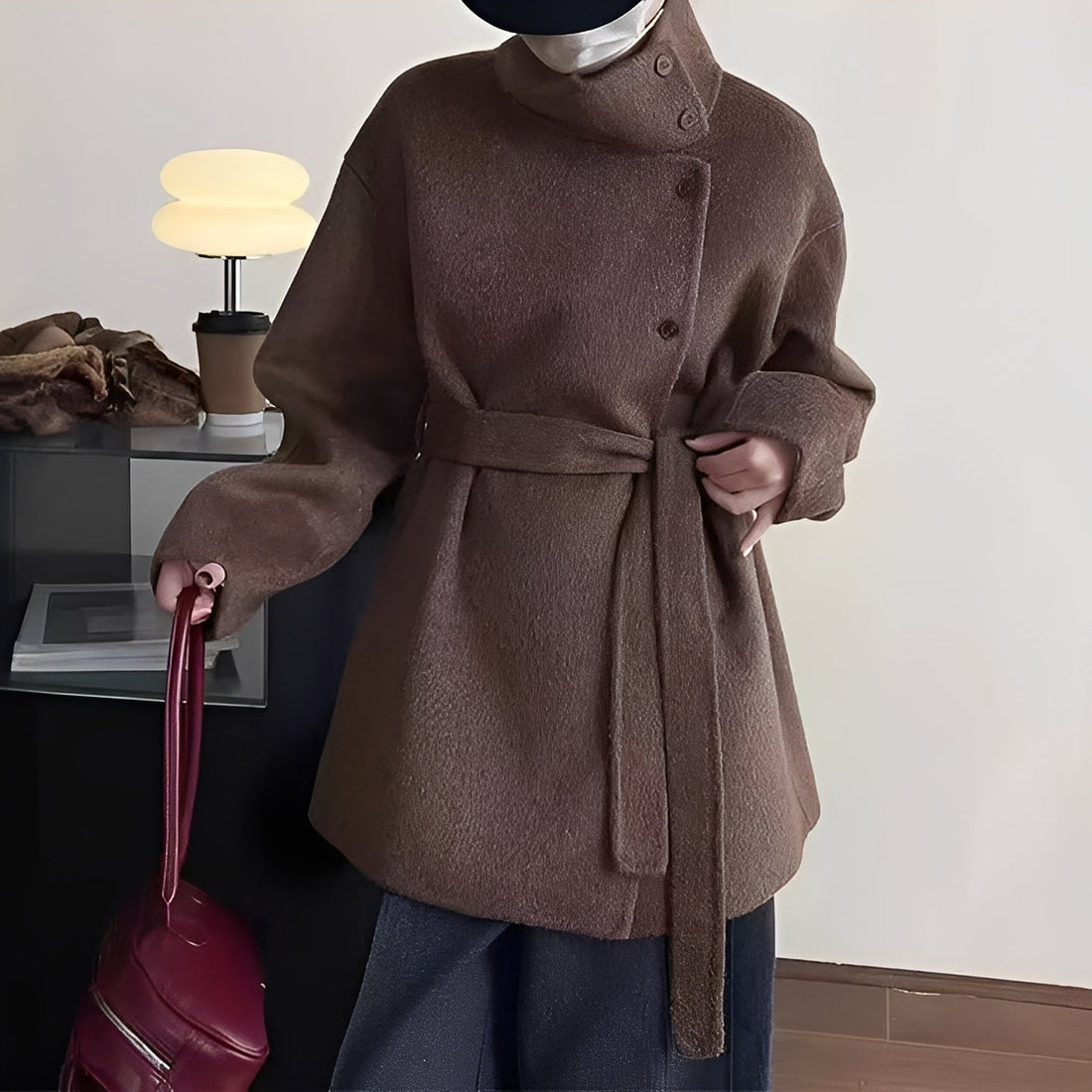 Claudia - Loose Double-Breasted Wool Coat for Women