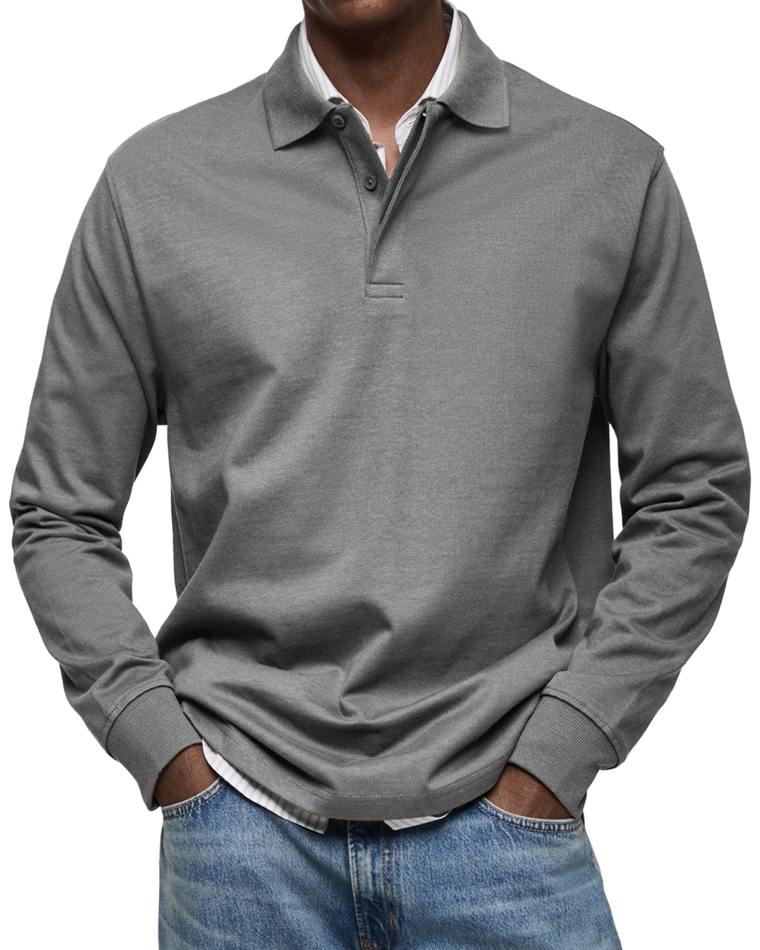 Dewey - Simple Long-Sleeve Polo Shirt for Men
