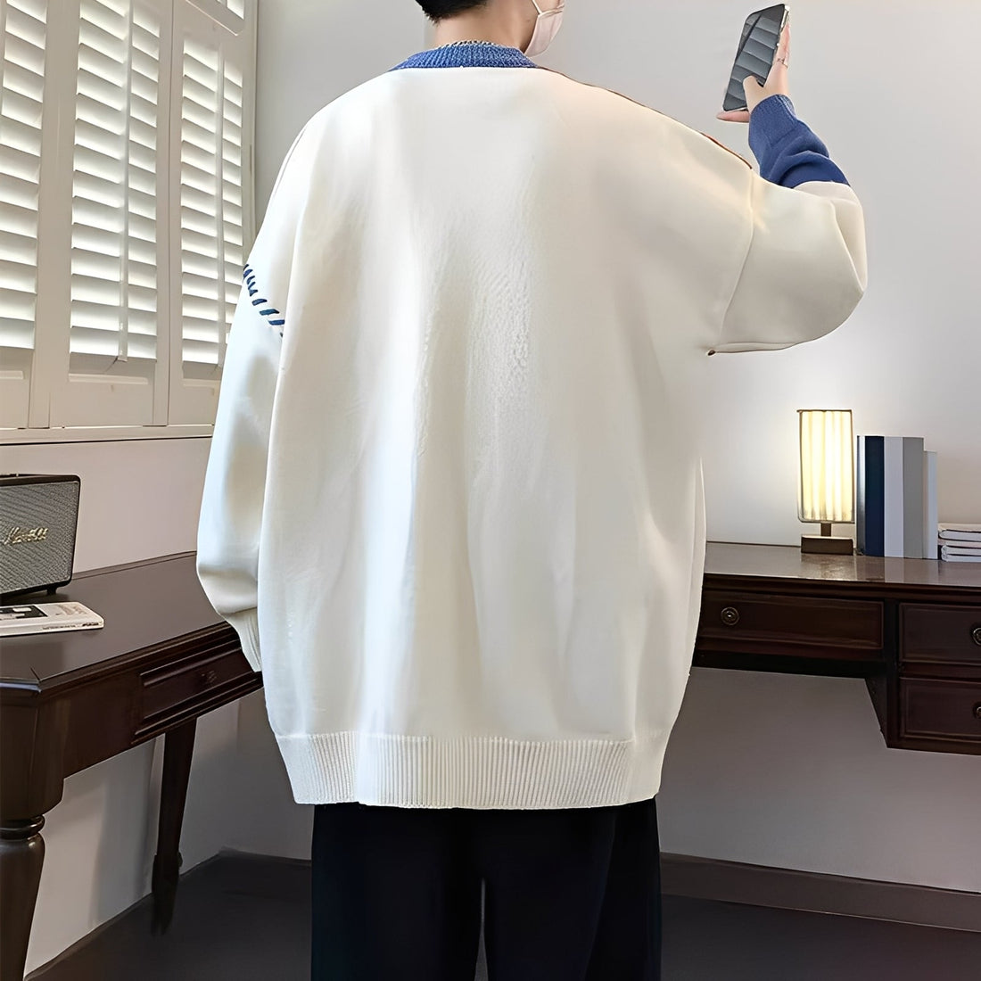 Curtis - Stylish Fleece Sweater with Color Block Design for Men