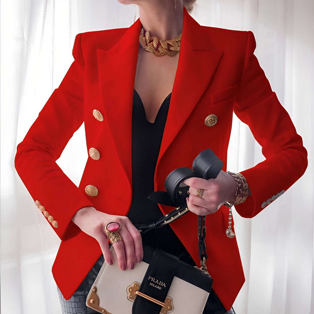 Raschelle - Classic Blazer with Buttons for Women
