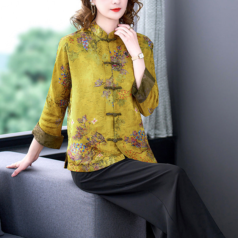 Moriah - Classic Silk Coat with Button Placket for Women