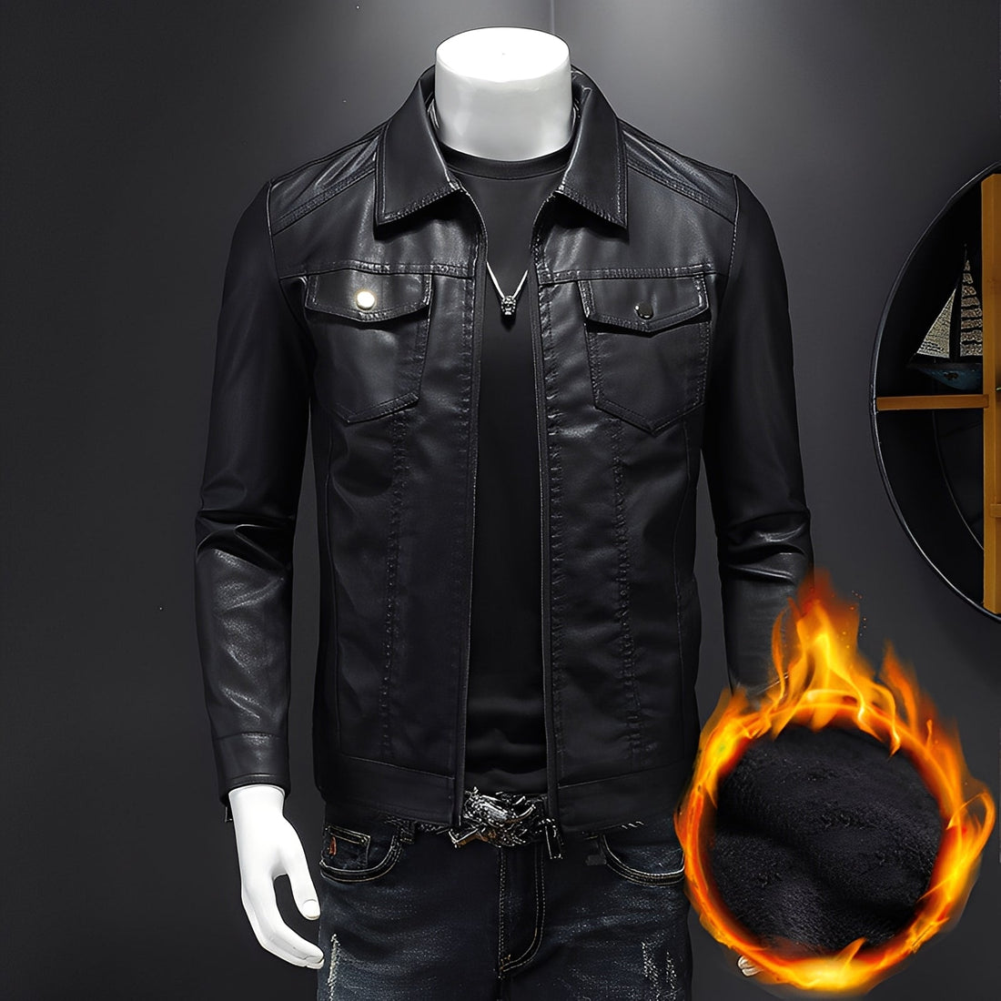 Brycen - Classic Slim Leather Jacket for Men