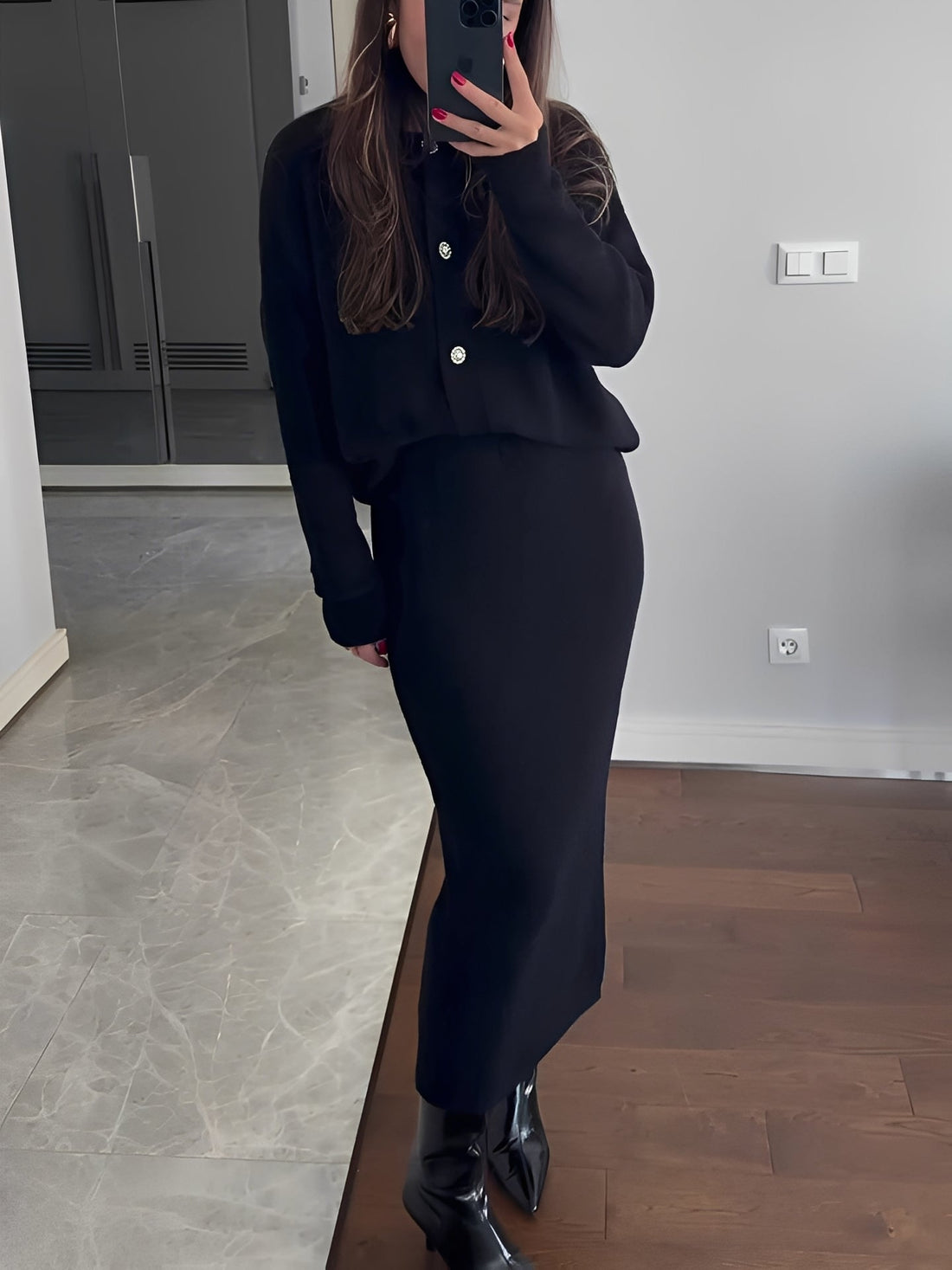 Cecilia - Elegant Set of Cardigan and Skirt for Women