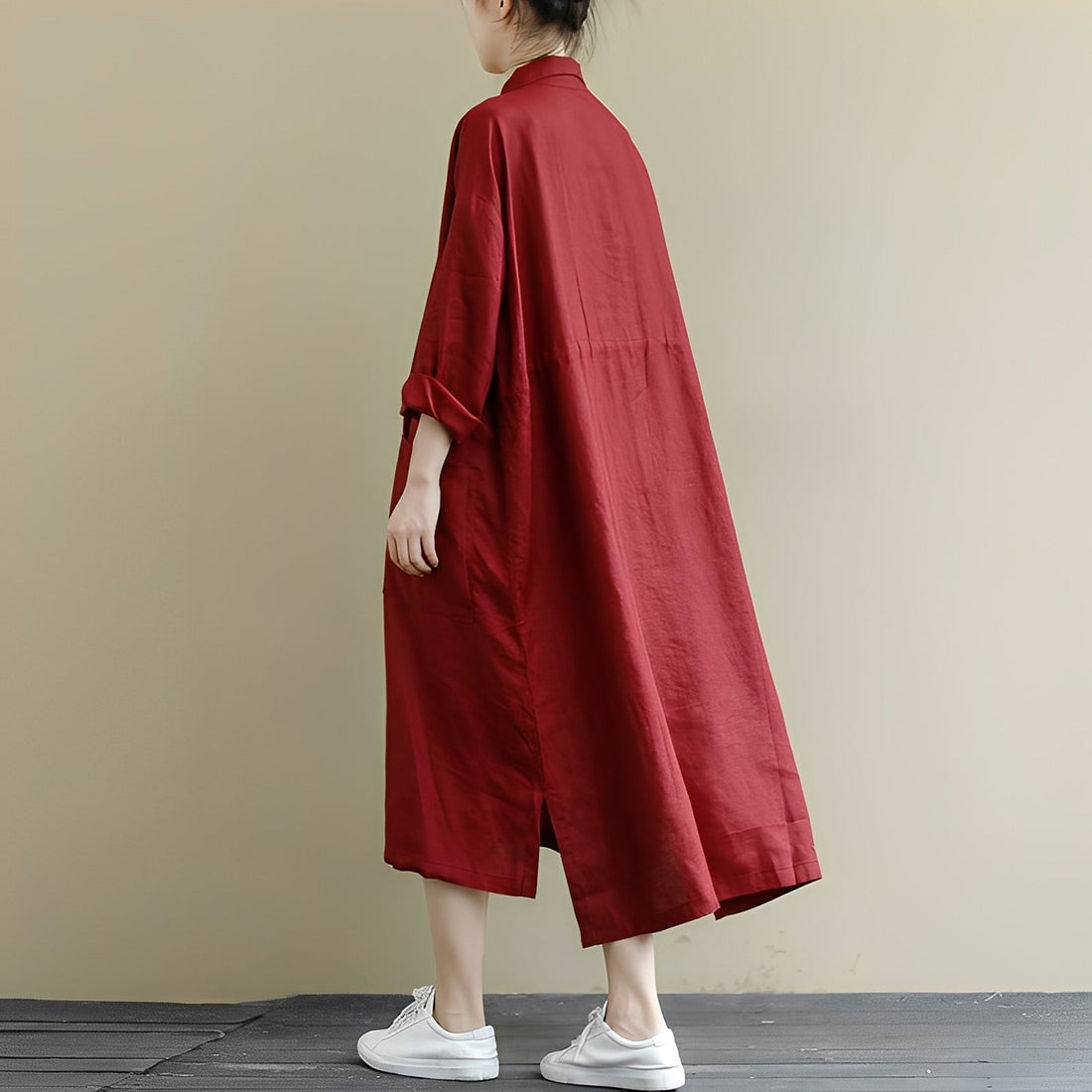 Chelsie - Oversized Maxi Dress with Buttons for Women