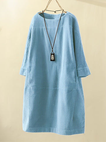 Amie - Casual, Loose Corduroy Dress for Women