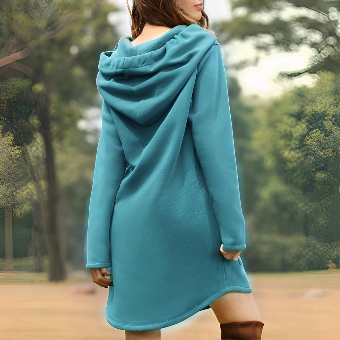 Glenna - Loose, long-sleeved hooded dress for women