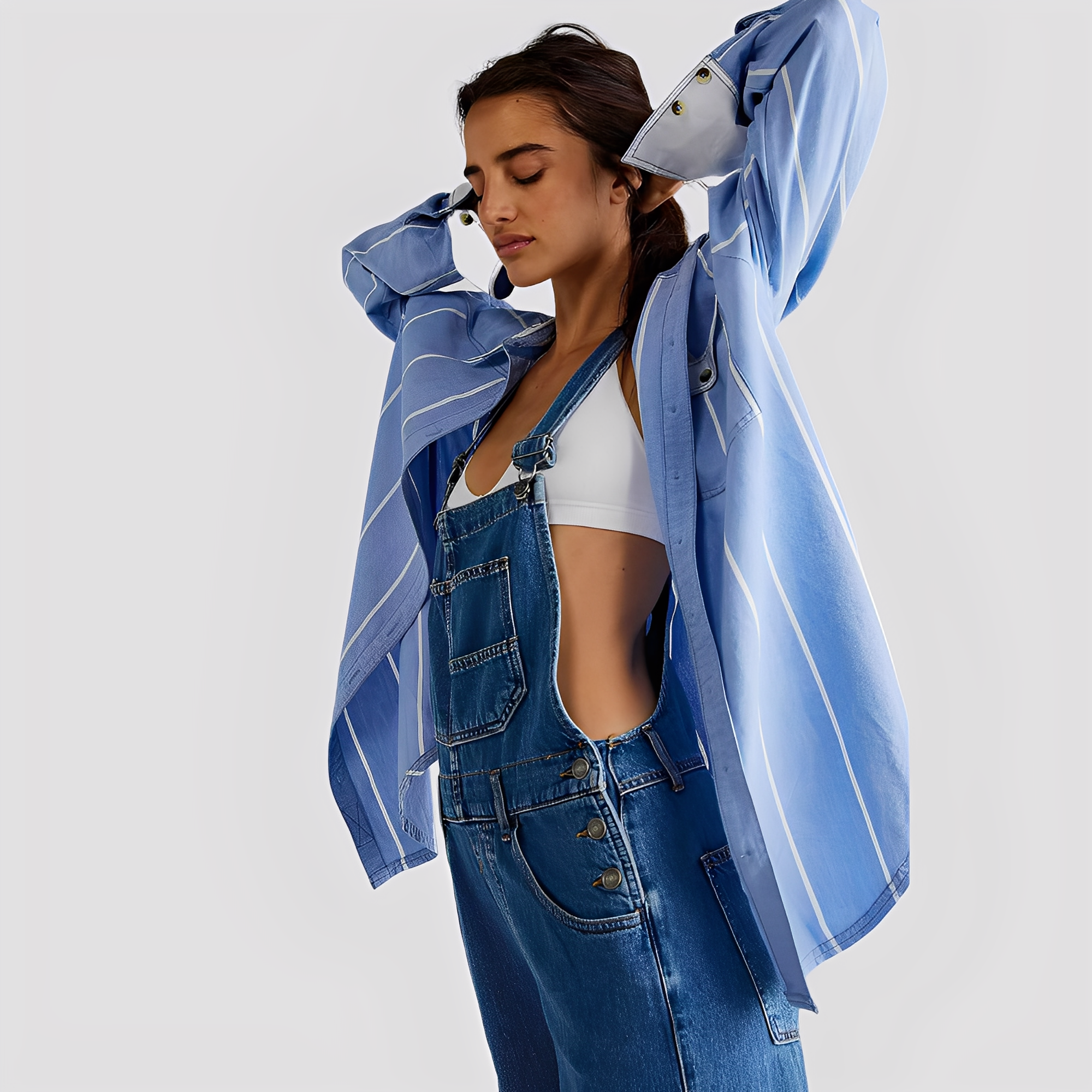 Mildred - Classic, loose-fitting denim overalls for women