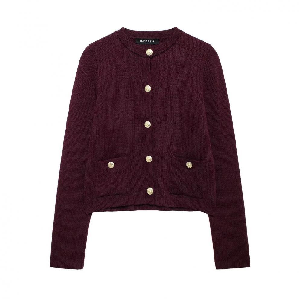 Zinnia - Casual Cardigan with Golden Button Placket for Women