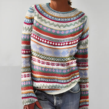 Heather - Classic Knit Sweater with Pattern for Women