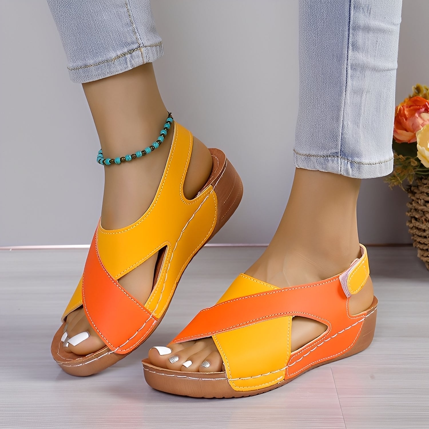 Clarissa - Casual Wedge Sandals with Cross Straps for Women