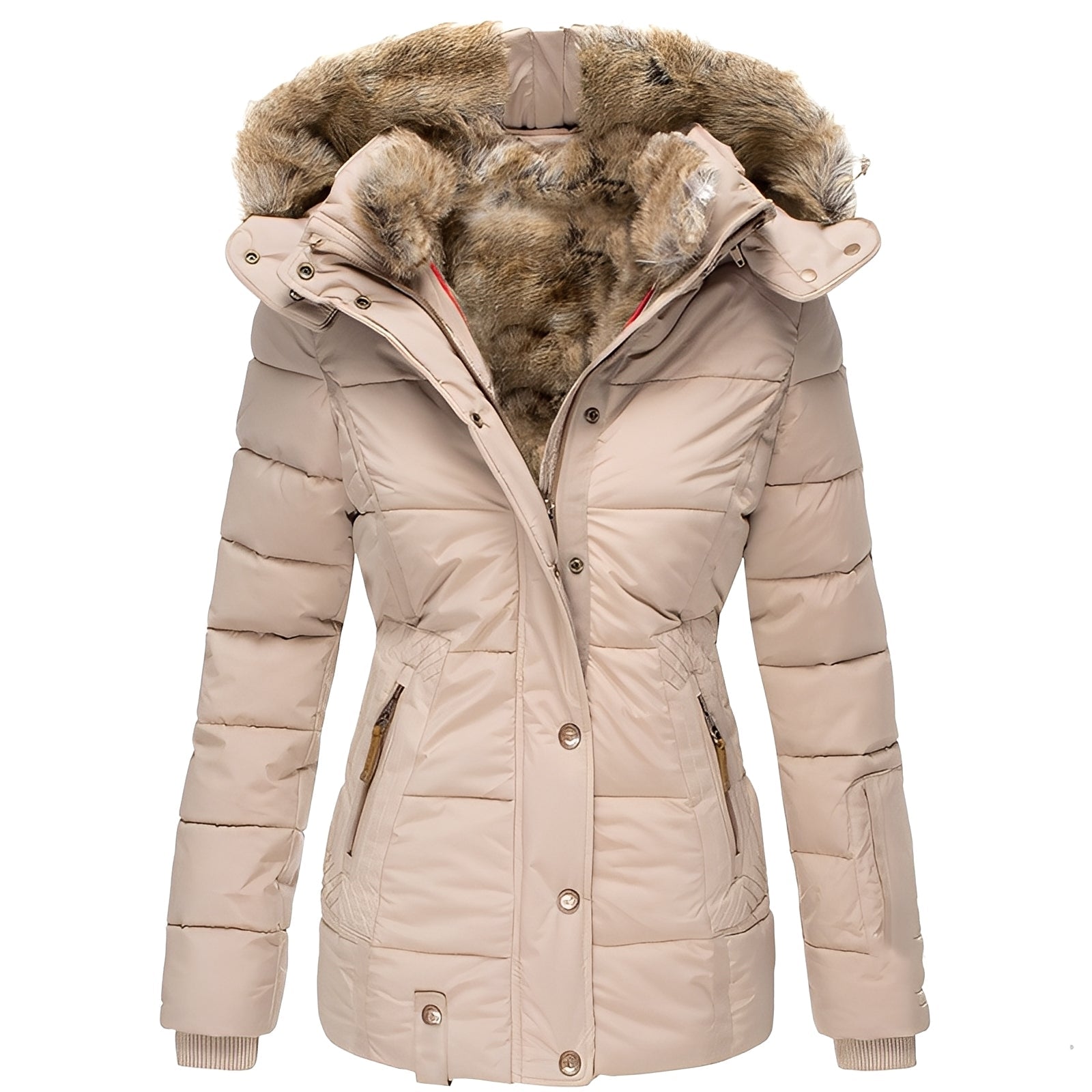 Odelia - Stylish slim jacket with fur collar for women