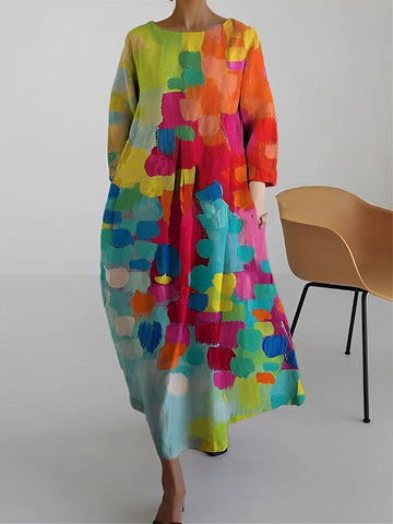 Claudia - Multicolored Dress with Half Sleeves for Women