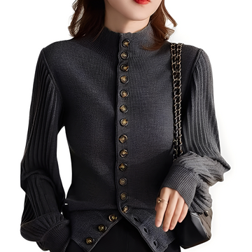 Adelyn - Casual Knit Top with Lantern Sleeves for Women