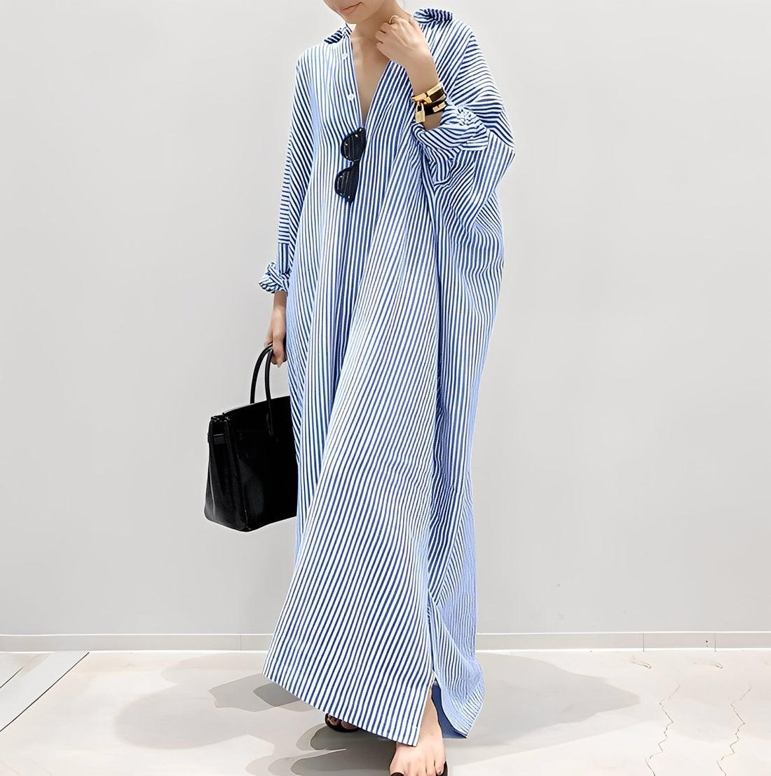 Davida - Casual Striped Shirt Dress for Women