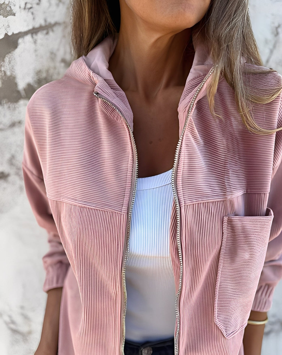 Gillian - Casual Corduroy Jacket with Hood for Women