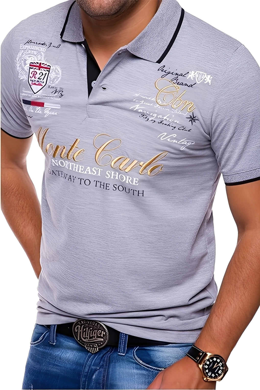 Brent - Casual Polo Shirt with Print for Men