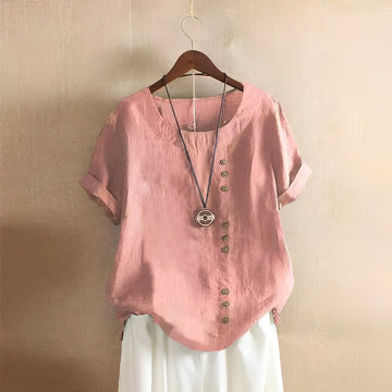 Pauleen - Classic, loose-fitting short-sleeve blouse for women