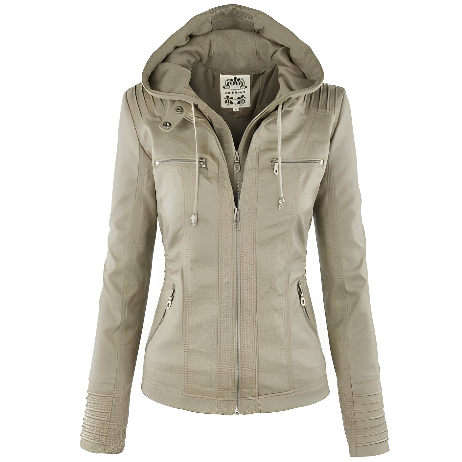 Janene - Casual, Weatherproof Leather Jacket with Hood for Women