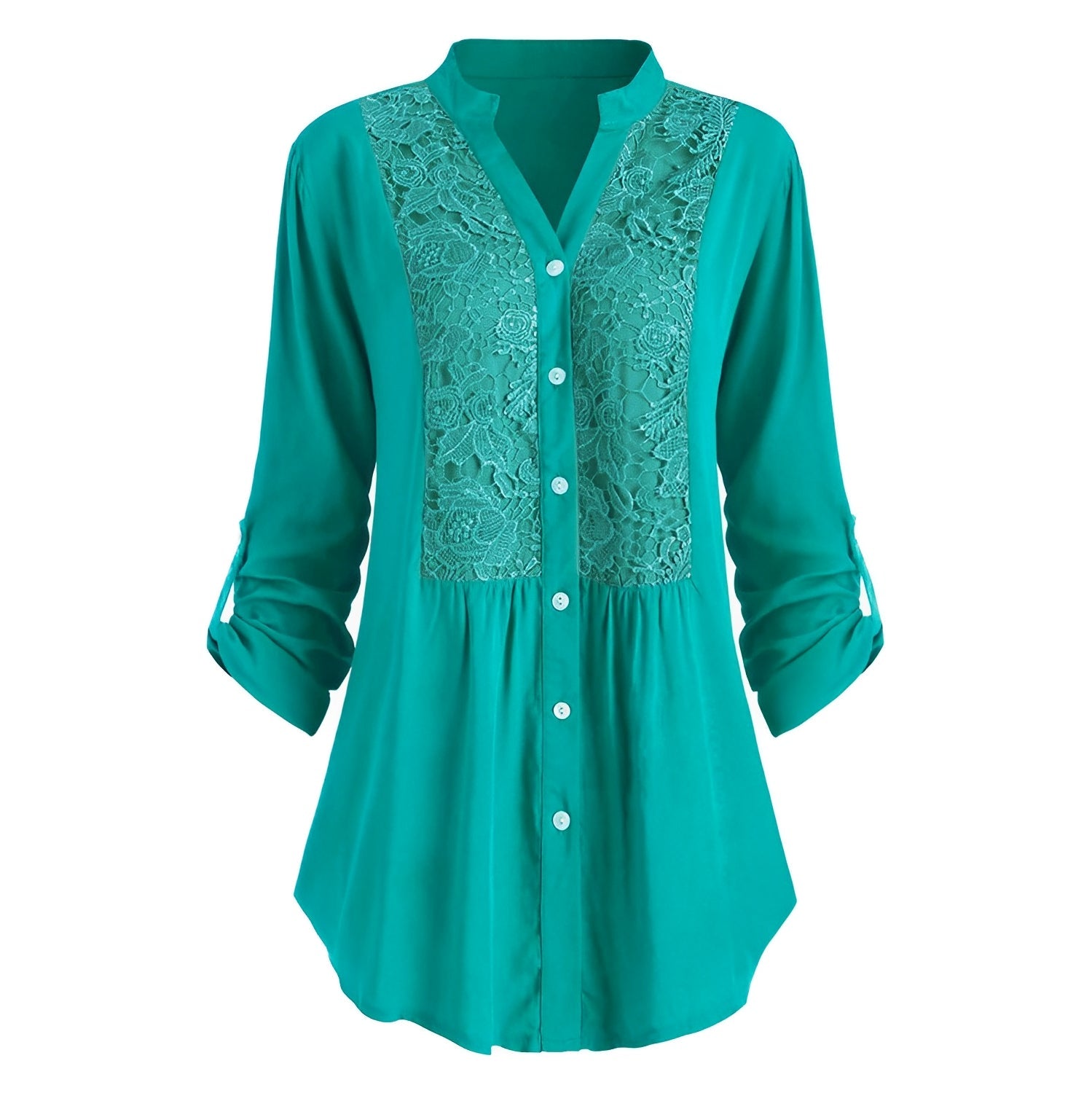 Delaney - Comfortable Long Blouse with Lace Trim for Women