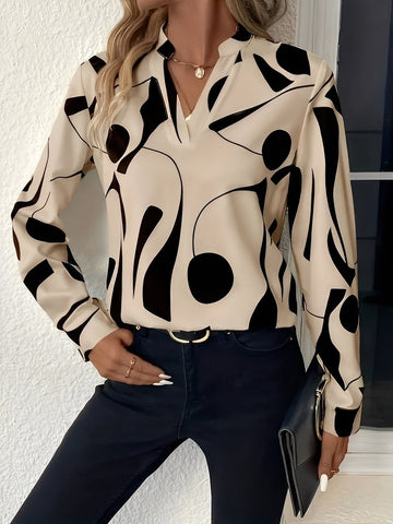 Melville - Stylish Long Sleeve Blouse with Print for Women