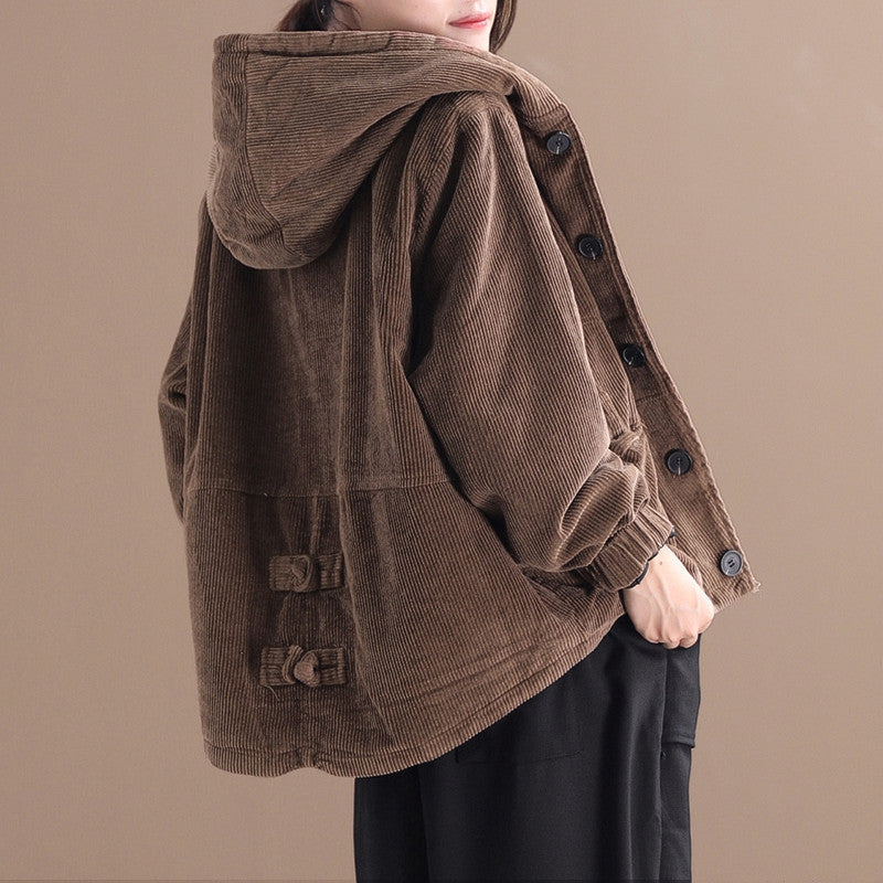 Rachel - Casual Short Corduroy Jacket with Hood for Women