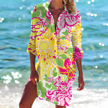 Hollie - Classic Shirt Dress with Print for Women