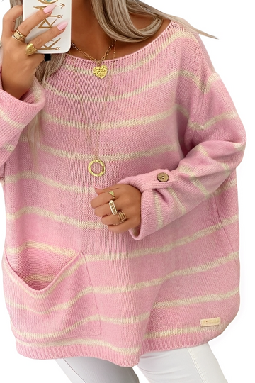 Elianna - Casual, loose cut striped sweater for women