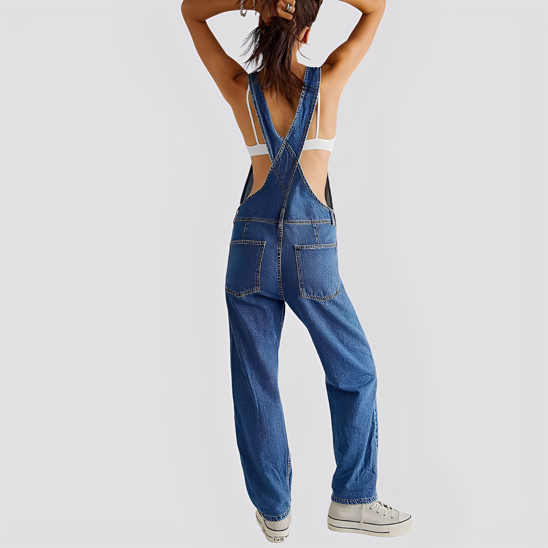 Mildred - Classic, loose-fitting denim overalls for women