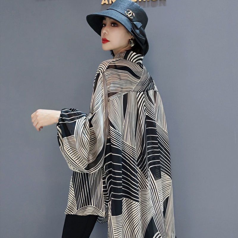 Hazel - Elegant chiffon blouse with asymmetric cut for women