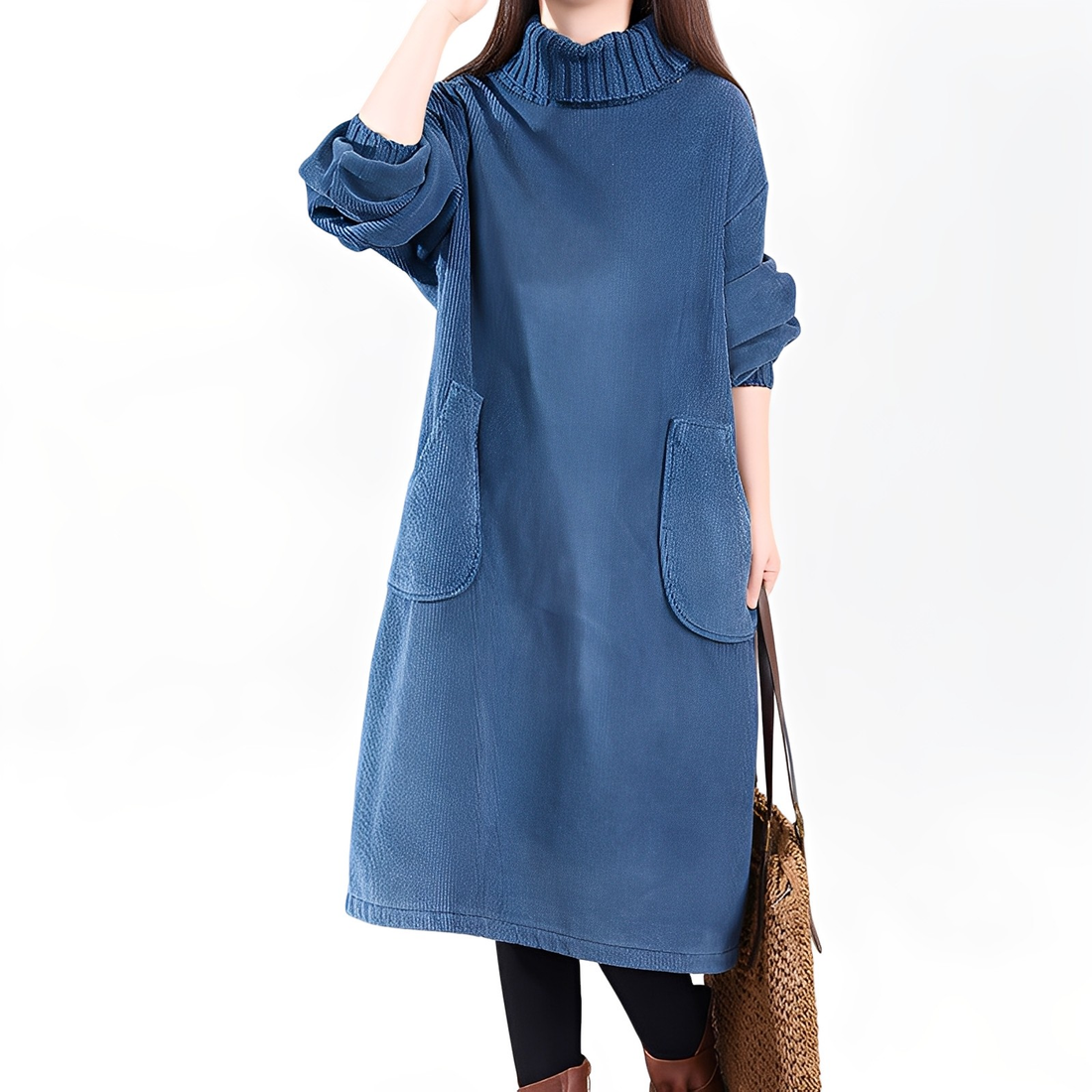 Elouise - Loose Corduroy Dress with Pockets for Women