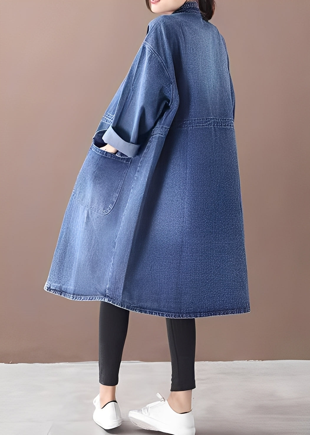 Jacinda - Oversized Denim Jacket with Stand-Up Collar for Women