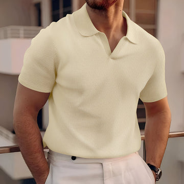Harley - Simple Short Sleeve Waffle Polo Shirt for Men