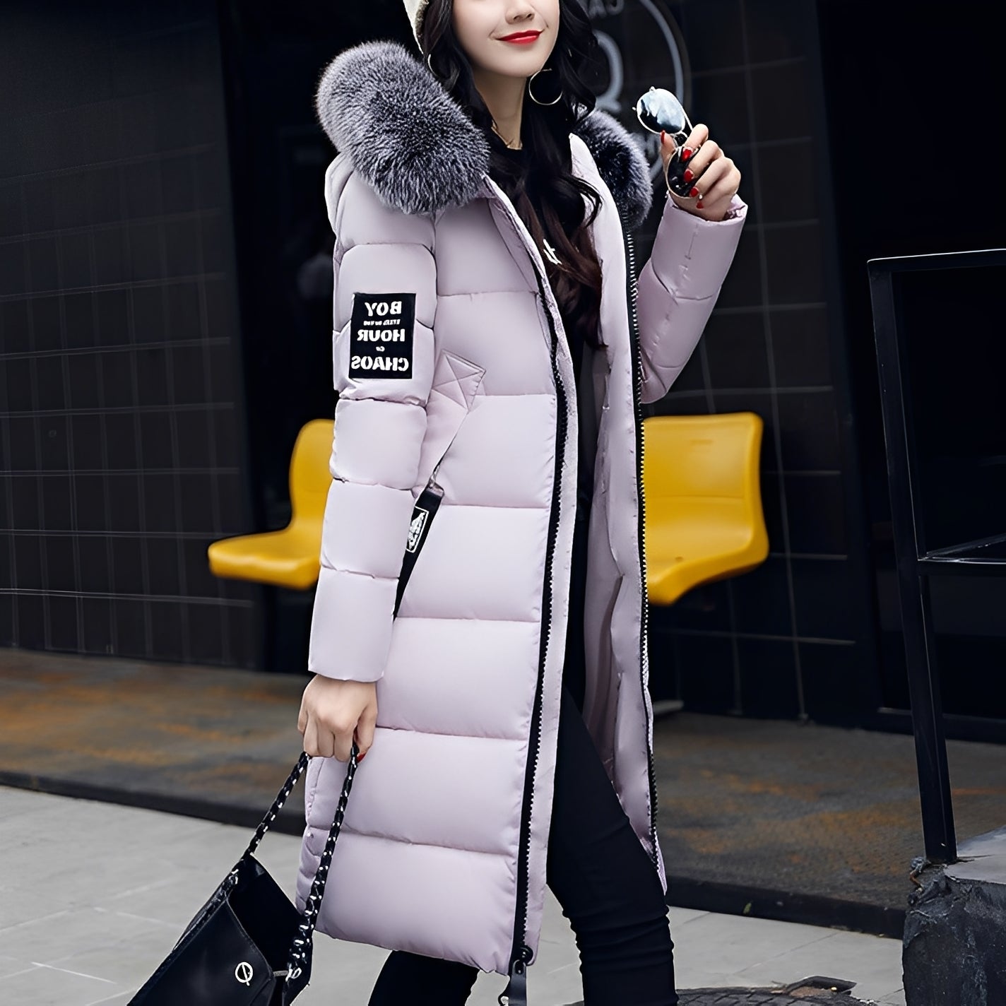 Rowina - Stylish, Padded Coat with Fur Collar for Women