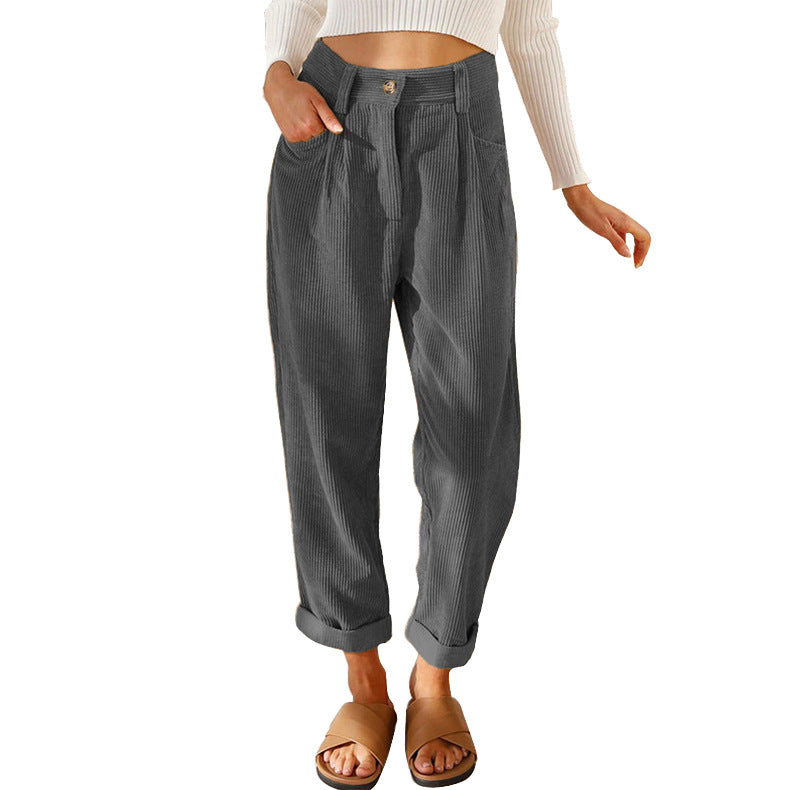 Chelsie - Casual Corduroy Pants with High Waist for Women
