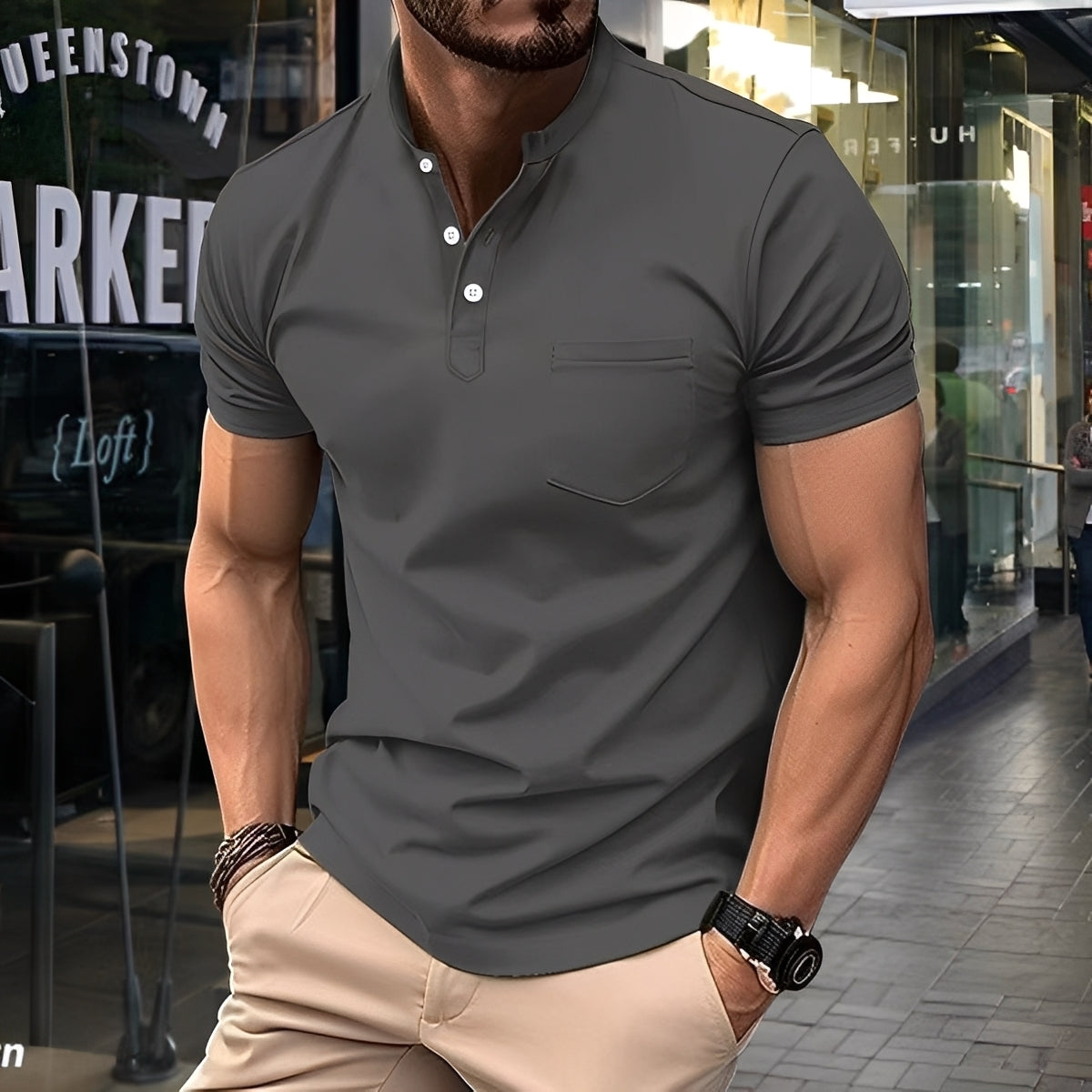 Darwin - Casual, Simple Polo Shirt with Half Collar for Men