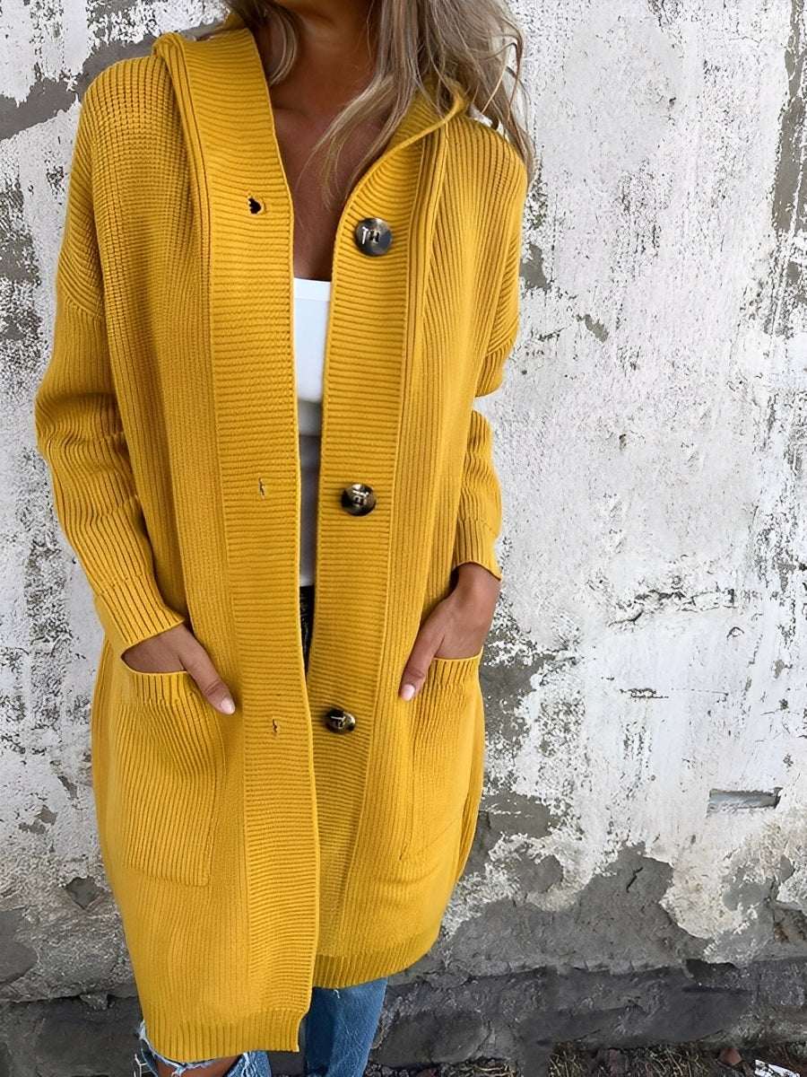 Suzanna - Casual long cardigan with hood for women